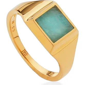 Monica Vinader Signature Vermeil Signet Ring in Yellow Gold at Nordstrom, Size 5.5