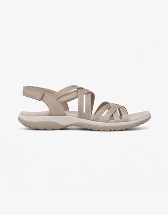 Skechers Womens Skechers REGGAE SLIM - SUMMER GETAWAY Womens Cross Strap Sandals Taupe - Cream - Size: 9