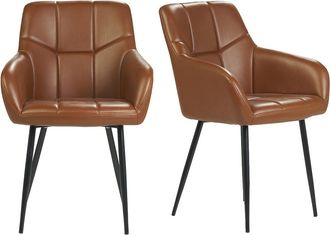 Miliboo Miliboo - Set De 2 Sillas De Dise&ntilde;o Acolchadas De Poliuretano Marr&oacute;n Y Metal Negro Montero