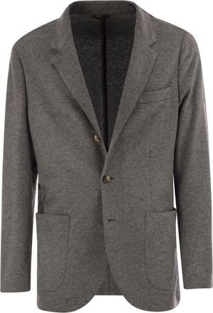 Brunello Cucinelli Brunello Cucinelli Mens Cashmere Jersey Blazer With Patch Pockets - Grey - Size EU 50 (Mens)