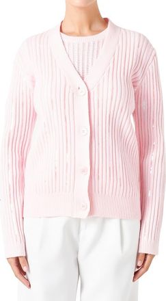 endless rose Sequin Rib Cardigan in Light Pink at Nordstrom, Size X-Small