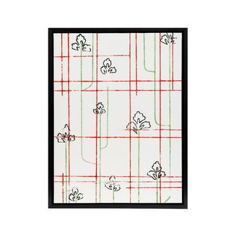 Artery8 Leaf Lines Shima Textile Pattern Framed Canvas Wall Art Print Korin in Red | Size: W24 x H32
