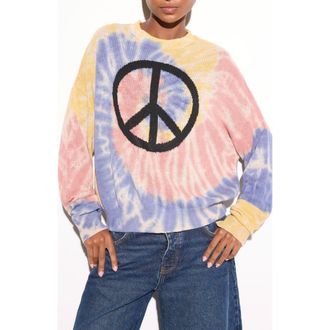 Spiritual Gangster Venice Peace Sign Tie Dye Sweater in Wisteria M at Nordstrom Rack, Size X-Large