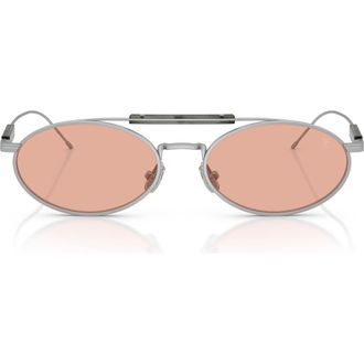 Brunello Cucinelli 55mm Round Sunglasses in Silver /Chestnut at Nordstrom