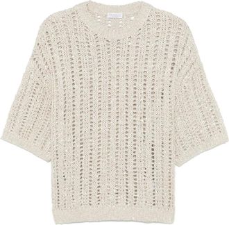 Brunello Cucinelli sequin-embellished T-shirt - Neutrals
