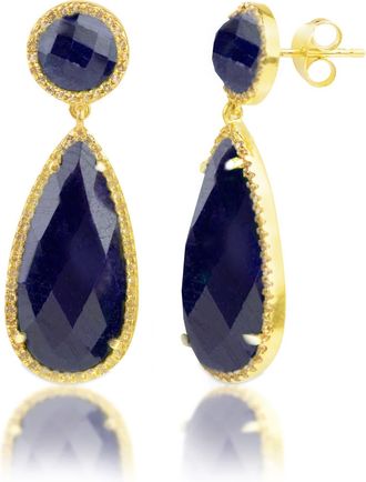 MAX + STONE 18k Gold Over Sterling Silver 16 CT. TW Big 2 Stone Gemstone Dangle Earrings