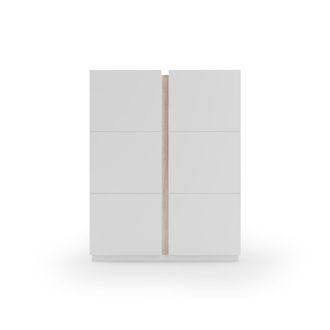 HERDASA Zapatero melamina blanco veteado detalle roble claro 122x95x35 cm