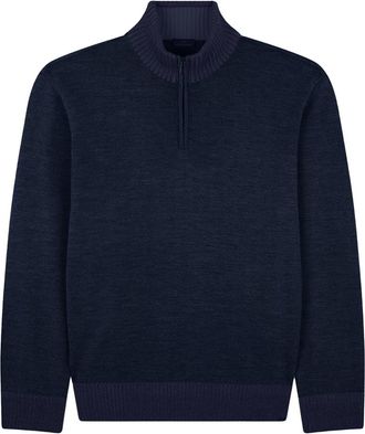 Paul & Shark Soft Cool Touch wool half zip sweater, Man, Blue, Size: XXL