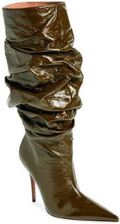 Amina Muaddi Anok Pointed Toe Boot in Crackle Mud at Nordstrom Rack, Size 5Us / 35Eu