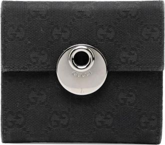 Gucci Pre-owned Vintage Canvas Portemonnee - unisex - Vintage Accessoires - Zwart - ONE Size - Leer - Vintage