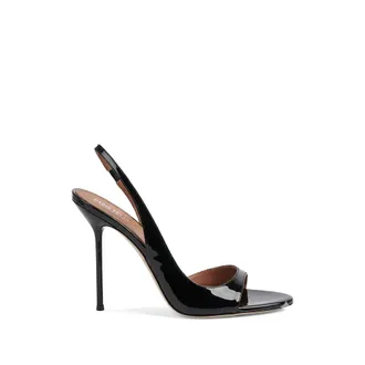 PARIS TEXAS Patent Leather Slingback Stiletto Heel - Black