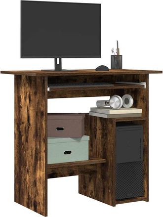 vidaXL Escritorio De Madera Contrachapada Roble Ahumado 80x45x74 Cm Vidaxl