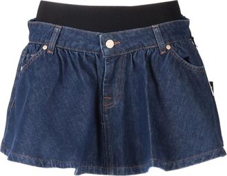 7 For All Mankind Short Skirts, female, Blue, Size: W27 Banded Mini Skirt