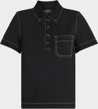 Rag & Bone Irina Contrast-Stitch Polo Top
