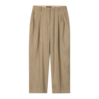 Luisa Cerano Broeken, Dames, Beige, XS, Linnen, Cropped Broeken