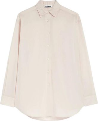 Jil Sander Shirts, female, Pink, Size: XS Cotton Muslin Embroidered Shirt