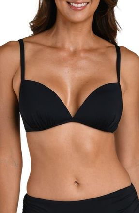 La Blanca Deep Plunge Bikini Top in Black at Nordstrom, Size 10