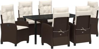 vidaXL Garden Dining Set 7 pcs Brown Poly Rattan vidaXL