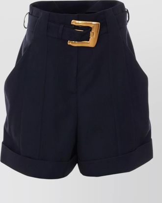 Balmain belted wool tailored shorts