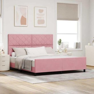 vidaXL Estructura De Cama Con Cabecera Rosa 180 X 200 Cm Terciopelo Vidaxl