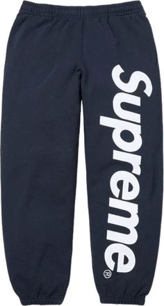 SUPREME SS26 Satin Appliqu&eacute; Sweatpants Navy SUP-SS26-193-NVY