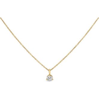 House of Brilliance 14K Yellow Gold 3/8 Cttw 3 Prong Martini Set Diamond Solitaire Pendant Necklace at Nordstrom