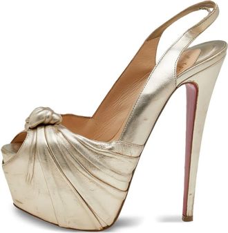 Christian Louboutin 115mm knot-detail platform slingback pumps - Gold