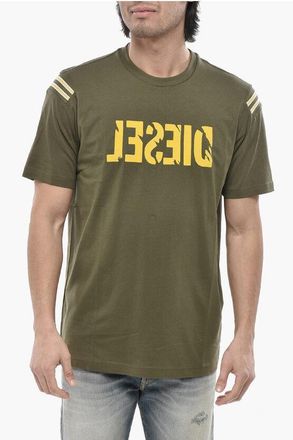 Diesel Cotton Crewneck T-Shirt T-JUST-RIB With Velour Logo size Xxl