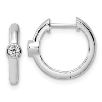 Diamond2Deal 14k Gold 1/8 ct Lab Grown Diamond Hinged Hoop Earrings VS Clarity, D-E Color