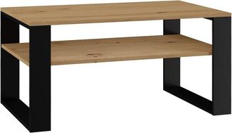 OEM Mesa De Centro Moderna De Roble Estilo Artesanal - Negra, Estante Espacioso, F&aacute;cil Montaje