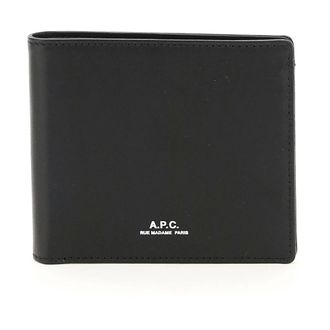 A.P.C. Bi-fold leather wallet with logo print - male - A.P.C. - Wallets & Cardholders - Black - ONE SIZE - Accessories