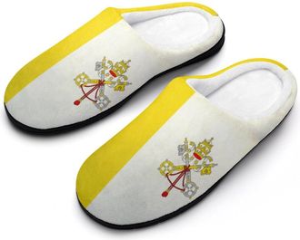 Generic Flag of The Vatican City Funny Mens Cotton Slippers Shoes Novelty Soft Non-Slip Sole Home Shoe