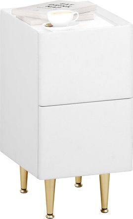 Woltu Woltu - 1x Mesitas De Noche Para Dormitorio Mesita De Noche Moderna Mesa Auxiliar Para Sof&aacute;, 40x35x51cm, Blanco+dorado