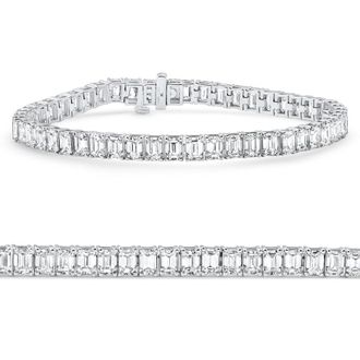 Pompeii3 15Ct Emerald Cut Diamond Tennis Bracelet 7 14k White Gold Size: Medium