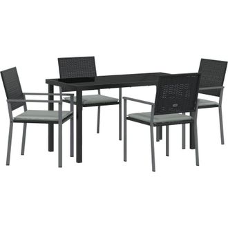 vidaXL Conjunto De Comedor De Jard&iacute;n 5 Pcs Negro Polirat&aacute;n Vidaxl