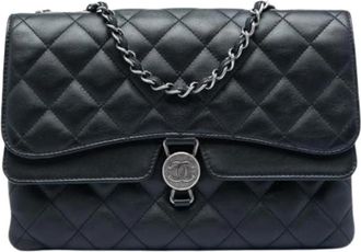 Chanel Pre-owned Vintage Quilted Lambskin Shoulder Bag - Dames - Vintage Schoudertas - Zwart - ONE Size - Leer - Vintage