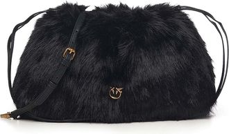 Pinko Maxi Faux Fur Clutch With Logo