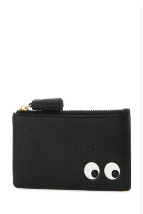 Anya Hindmarch Womens Black Leather Eyes Card Holder Portafogli Wallet