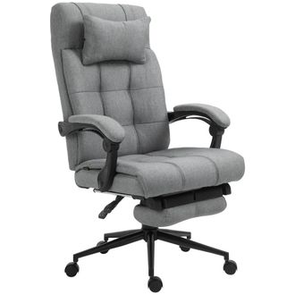 Vinsetto Ergonomic Office Chair Adjustable Height w/ Wheels Footrest Light Grey | TJ Hughes