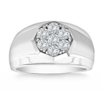 Pompeii3 1Ct Mens 7 Stone Diamond Ring in 14k Gold Lab Grown