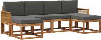 vidaXL Conjunto De Sof&aacute;s De Exterior 6 Uds. Natural Y Antracita Vidaxl