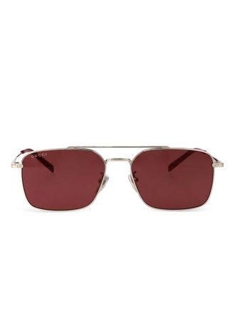 Gucci rectangular-frame sunglasses - men - Metal - 58 - Silver