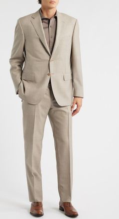 Canali Siena Regular Fit Solid Tan Wool Suit in Beige at Nordstrom, Size 42 Us