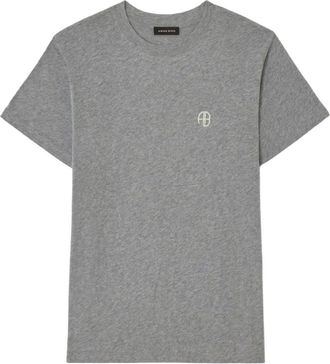 Anine Bing Wagner Tee Soft Stencil - Dames - T-shirts - Grijs - S - Tops