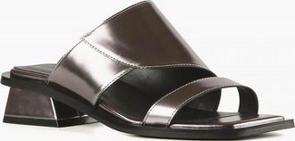 All Black Womens Angle Mules In Pewter