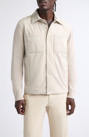 Herno Cotton Knit Suede Effect Sweater Jacket in 1985 Champagne at Nordstrom, Size 50