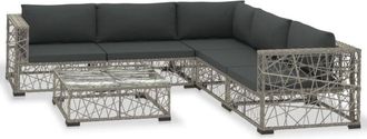 vidaXL Set De Muebles De Jard&iacute;n 6 Pzas Y Cojines Rat&aacute;n Sint&eacute;tico Gris Vidaxl