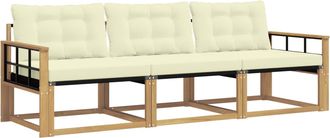vidaXL Vidaxl Conjunto De Sof&aacute;s De Exterior 3 Uds. Blanco Y Crema