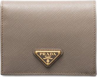 Prada triangle-logo saffiano leather wallet - women - Saffiano Leather/CALFSKIN - One Size - Neutrals