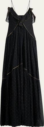 Isabel Marant Vasma Polka-Dot Cotton Voile Tiered Maxi Dress